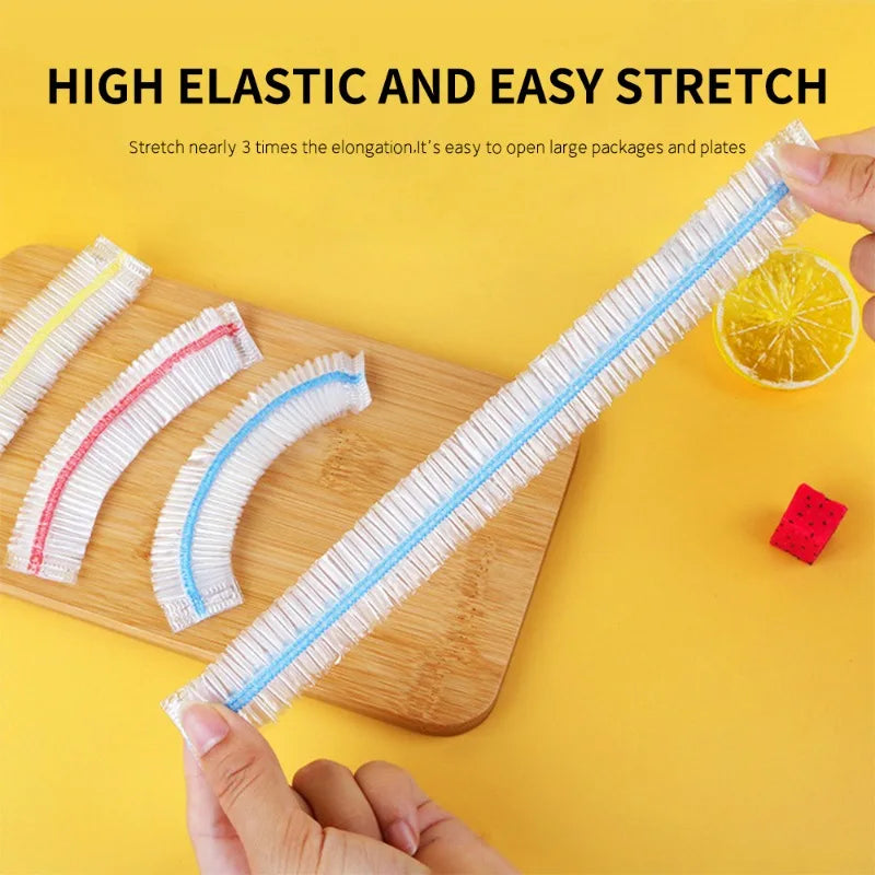 Colorful Disposable Food Cover Kitchen Refrigerator Food Elastic Wrap Lids Food Covers Storage Bags Fresh-keeping Bag Organizers