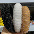 Full Crystal Luxury Hair Accessories Hairbands Sparkly Padded Rhinestones Headbands Headdress Black White Pink Women Headband