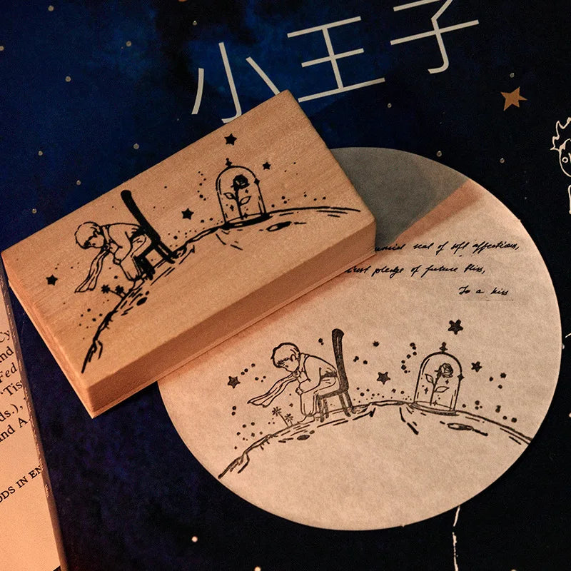 Cute Little Prince Rose Planet Stamp DIY Craft Wooden Rubber Stamps For Scrapbooking Stationery Scrapbooking Seal