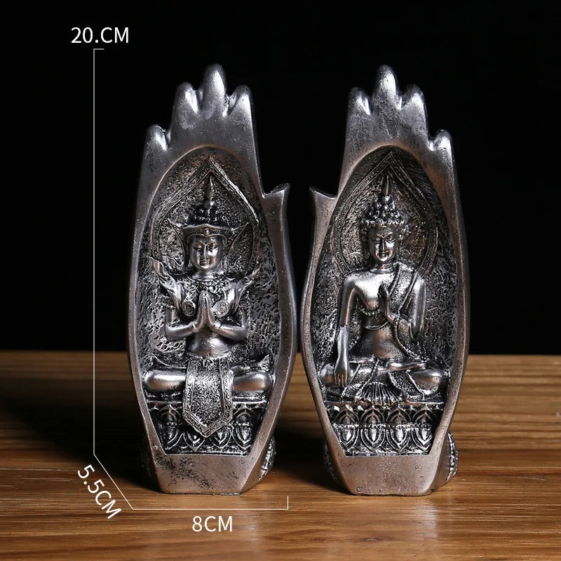 2Pcs Buddha Statue Hands Sculptures Monk Figurine Tathagata India Yoga Fengshui Home Decoration Ornament Accessories