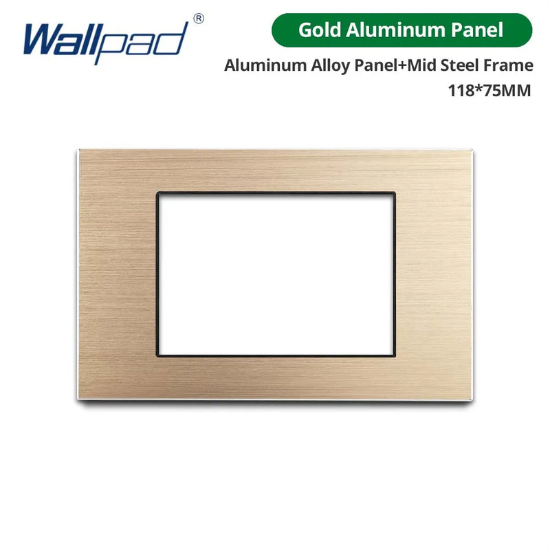 DIY Frame Only Wallpad Glass Aluminum Stainless Steel Panel 1 2 Gang Intermediate Reset Switch Brazil Socket 118*75mm