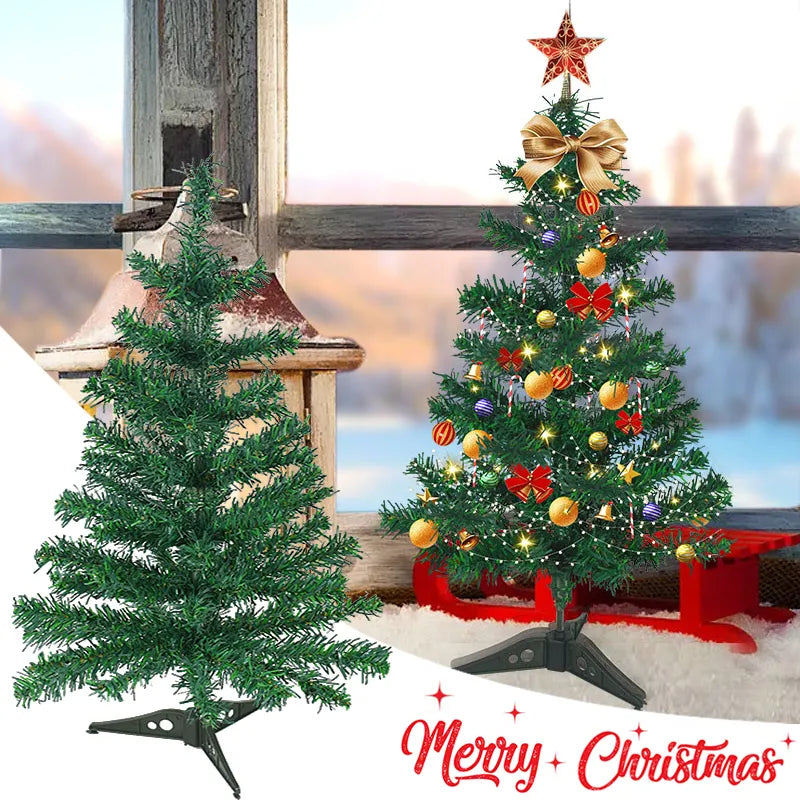 24Inch Mini Artificial Christmas Tree Xmas Desktop Decoration For Home Noel Navidad Ornaments 2023 New Year Kids Gifts DIY Craft