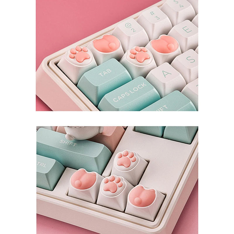 Cute Cat Paw Keycaps For Mechanical Keyboard For Cherry MX Switch DIY Custom Key Cap Soft Silicone Keycup Artisan Pink Color