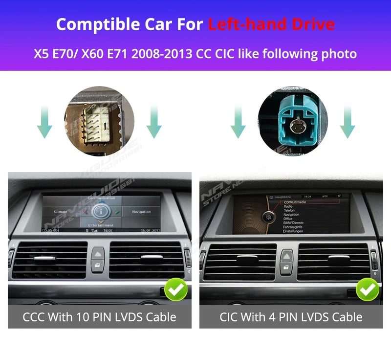 NAVIGUIDE 10.25 / 12.3 / 14.9 Inch Android Carplay Auto Car Radio For BMW X5 E70 X6 E71 LHD 2008-2013 CCC CIC Multimedia Player