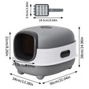 Oval Oblong Hooded Cat Litter Box Tray Front Entry Toilet with Litter Scoop for Kittens Cat Breeds Enclosed