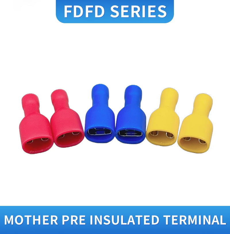 connector faston  FDFD1.25-250 FDFD2-250 FDFD5-250 Insulated Spade Crimp Wire Cable Connector Terminal Male