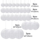 30pcs/lot 4''-12'' White Chinese Paper Lanterns Ball Hanging Round Lantern for Wedding Birthday Party Event Christmas Decoration