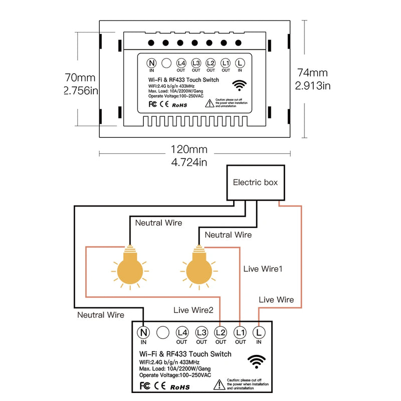 MOES Smart Glass Panel Switch Smart Life/Tuya App Multi-Control Association, Voice Control with Alexa,Google Home,1/2/3/4 Gang