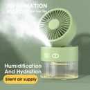 2024 Summer New Humidifier Spray Fan Portable USB Water-cooled Mini Desktop Household Appliances Water Mist Fan with LED Light