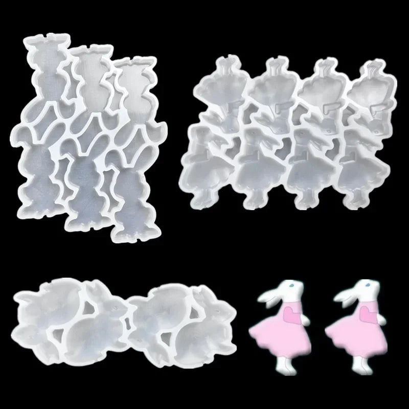 Hollow Heart Shape Silicone Lollipop Molds Bunny Rabbit Chocolate Candy Cheese Mould Valentine Day Easter Cake Decorating Tools