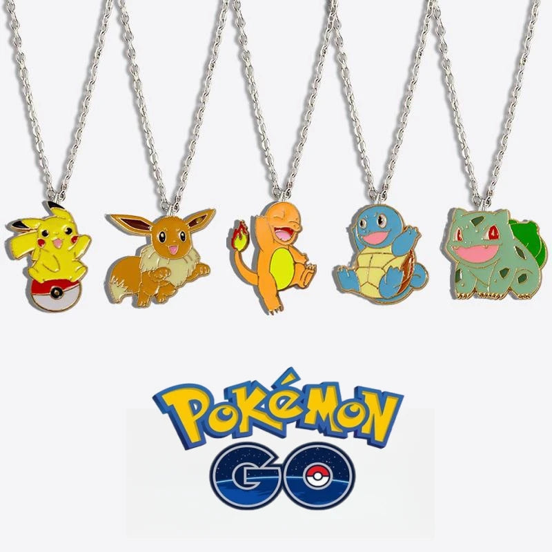 Anime Pokemon Pikachu Necklace Cartoon Figrues Pikachu Bulbasaur Children Toys Necklaces Pendant Kawaii Chain Birthday Gifts