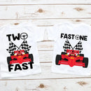 Two fast one race car shirt Racing racecar themed boy 1st 2nd first second birthday party decoration gift present Photo props