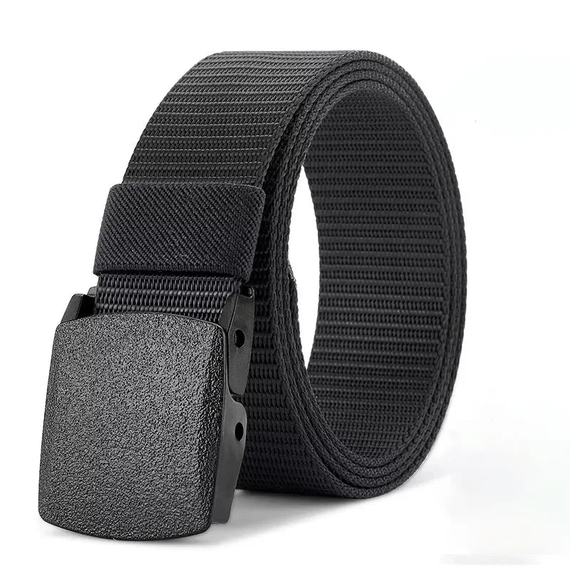 Men'S Tactical Belt In Black - Quick-Release Automatic Buckle, Durable Nylon, Perfect For Sports & Casual Wear