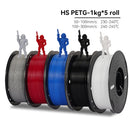 KEEPANG PLA/HS-PLA/PETG/Silk PLA 3D Printer Filament 1.75mm Mix Color 5Rolls High Speed PLA Printinng Material for Bambu Lab