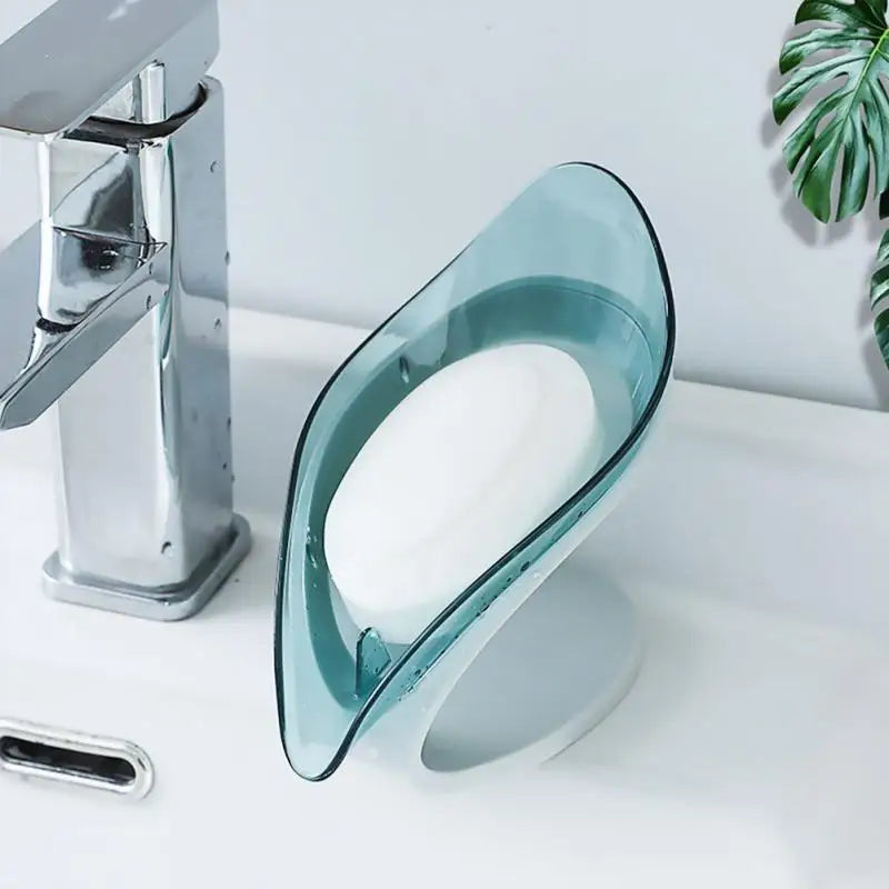 Leaf Shape Soap Box Drain Soap Holder Box Suction Cup Soap Dish For Bathroom Shower Toilet Shower Non-slip Drain Soap Case