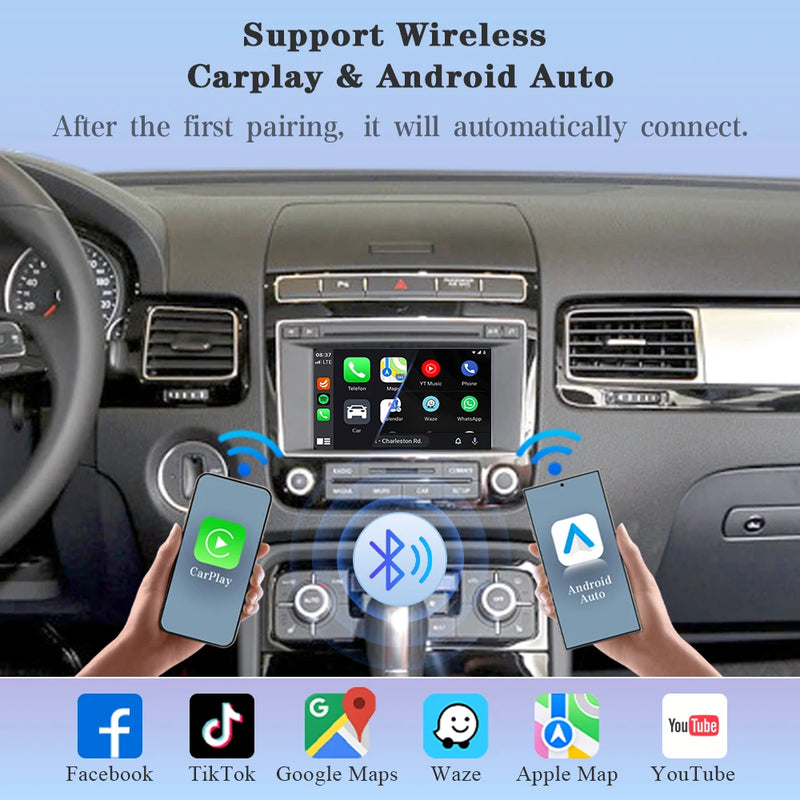 AUTOTOP Car Modification Module Wireless Carplay Android Auto For Volkswagen Touareg RNS850 2011-2015 Voice Control Mirror Link