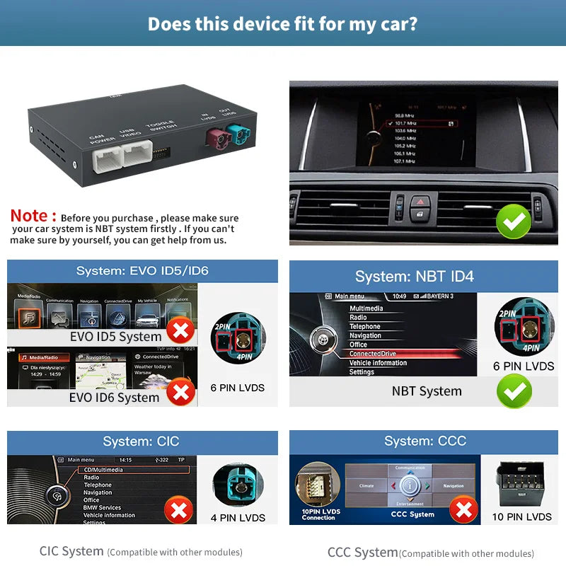 Wireless CarPlay Android Auto For BMW NBT CIC system 1 2 3 4 5 X1 X3 X4 X5 F20 F21 F23 F30 F31 F34 F35 F10 F11 F48 F25 F26 F15