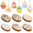 6/12Pcs Easter Egg Wooden Slice Kids DIY Painting Gift Hanging Pendant Unfinished Wood Crafts Happy Easter Party Home Decoration