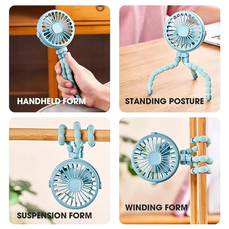 New Multi Functional Handheld Mini Octopus Fan Portable USB Charging Home Outdoor Stroller With Night Light Function Small Fan