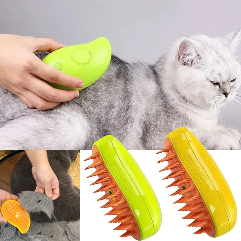 Cat Steamy Brush Dog Massage Comb Built-in Electric Water Spray Soft Silicone Pet Hair Removal Grooming Brush Cat Accessories