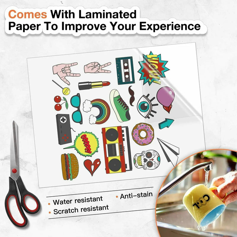 HTVRONT 15 Sheets 11X8.5inch Printable Vinyl Sticker Paper A4 self-adhesive Copy Paper for Inkjet & Laser Printer DIY 8.5x11''