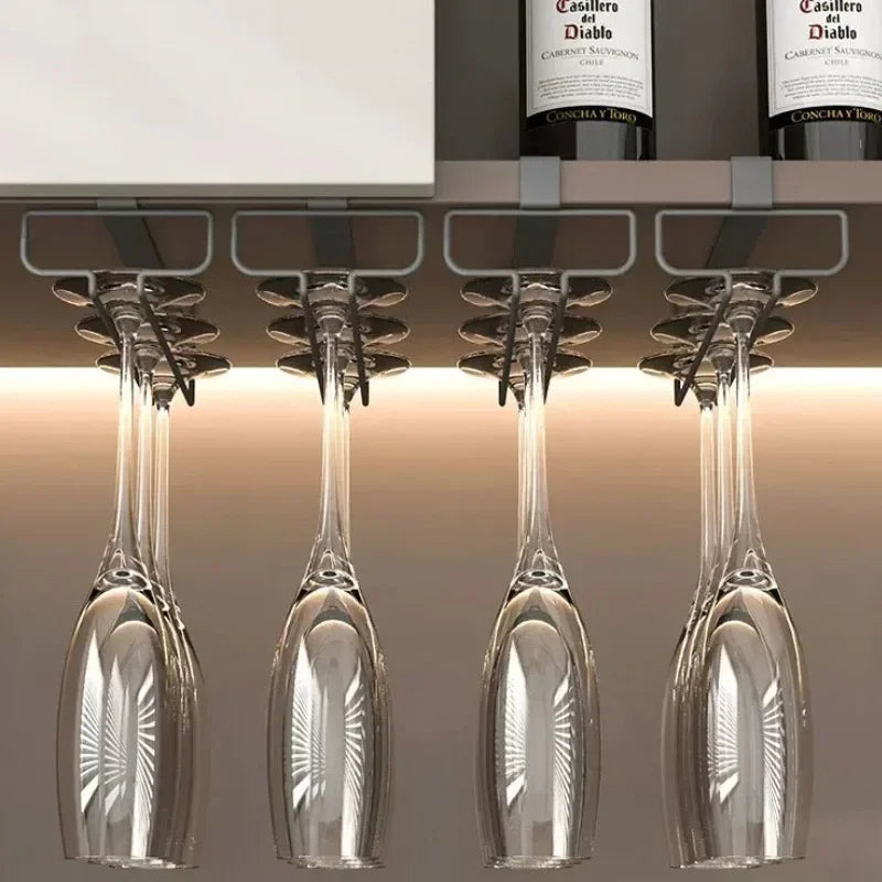 Wine Glasses Holder Bartender Stemware Hanging Rack Under Cabinet Stemware Organizer Glass Goblet Iron Rack Bar Tool Storage