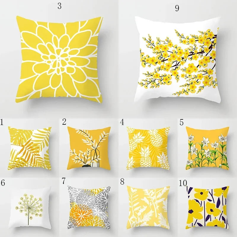 Modern Simple Yellow Flower Pillowcase Home Sofa Cushion Lumbar Pillow