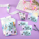 570 Pcs Laser Thank You Business Cards Stickers Kit, Include 50pcs Business Card 500pcs Thank You Stickers 20pcs Resealable Pack