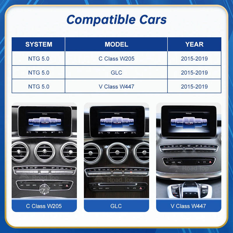 Touch Display Multimedia Player for Mercedes Benz C Class W205 GLC V Class W447 2015-2019 NTG5.0 GPS Carplay Screen