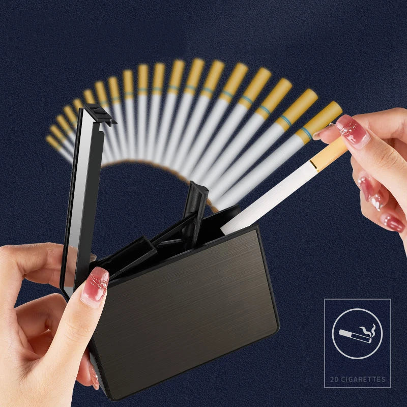 Portable Automatic Cigarette Case Cigarette Boxes 20PCS Cigarette Holder Case  Aluminium Alloy Smoke Boxes For Men Gifts