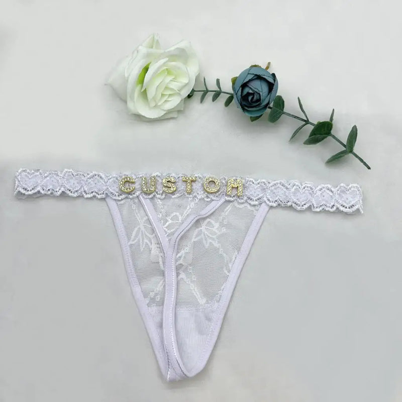 Custom Thong Panties With Name G-string Thongs Sexy Girls Name Underwear Bikini Soft Lace Tanga Christmas Gifts for Her