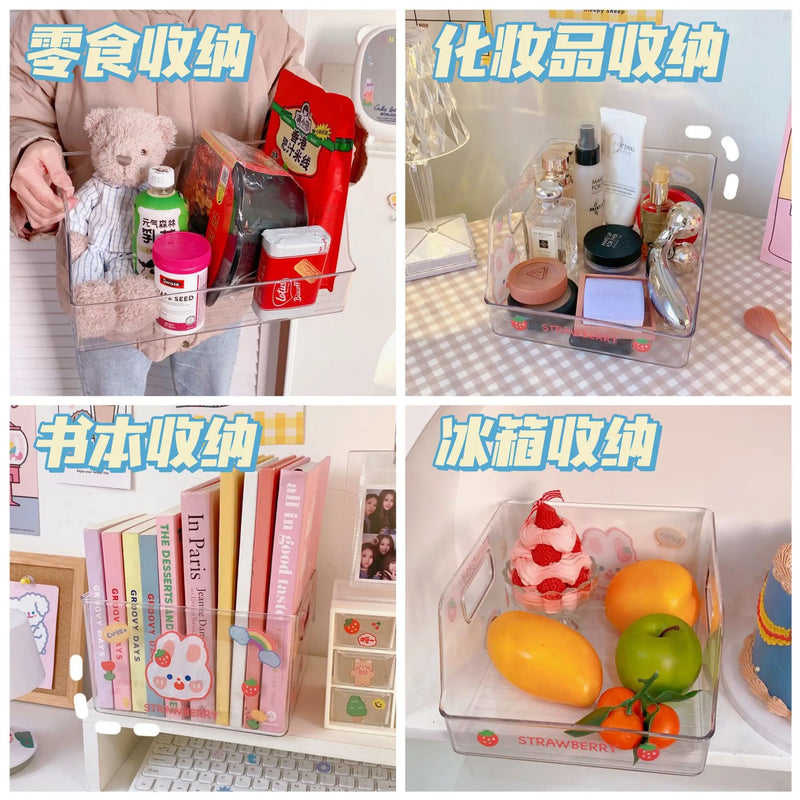 Table Top Transparent Storage Box Book Box Cosmetic Jewelry Finishing Lovely Student Storage Basket Acrylic Organizer Box