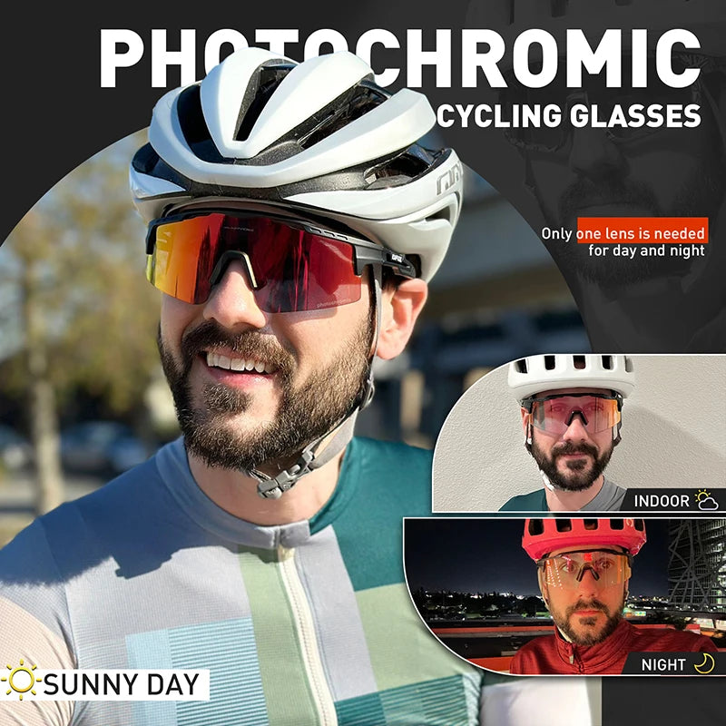 Kapvoe New Photochromic Men Women Sunglasses MTB Road Cycling Glasses Outdoor Sports Glasses UV400 Bicycle Eyewear Bike Goggles