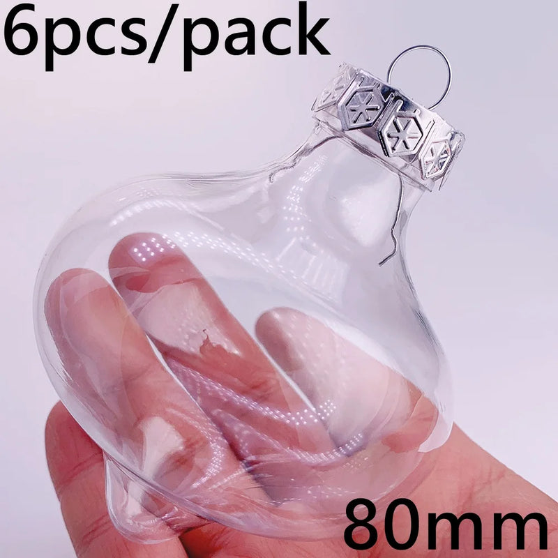 6 Pieces x DIY Shatterproof Transparent Home Christmas Decoration Bauble Ornament 80mm Plastic Window Opening Ball