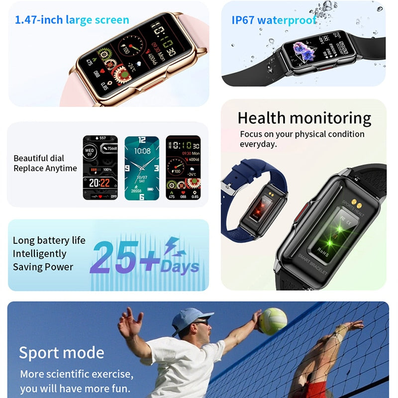 2022 New Sports Smart Watch uomo donna 1.47 pollici Full Touch Fitness Tracker IP67 Smartwatch impermeabile per telefono Huawei Xiaomi