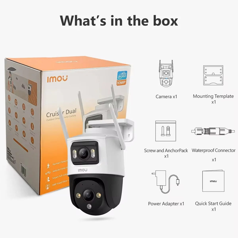 IMOU Cruiser Dual Lens 6MP PT Camera AI Vehicle Detection Smart Color Night Vision Home Security Surveillance Outdoor Camera