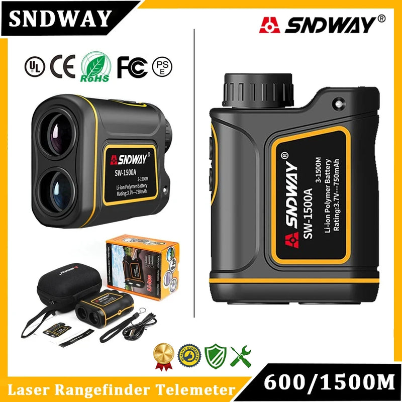 SNDWAY 600M 1000M 1500M Range Finder Telemeters Golf Rangefinder Distance Meter Professional Angle High Speed Continuous Measure