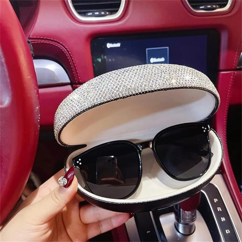 KLASSNUM Rhinestone Glitter Luxury Glasses Case Women Sparkling Sunglasses Box Bling Crystal Orgenizer Pressure Container New In