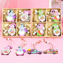12/9pcs Happy Easter Wooden Pendant Cute Bunny Egg Carrot Chick Hanging Ornaments Spring Easter Party Home Decoration DIY Wreath