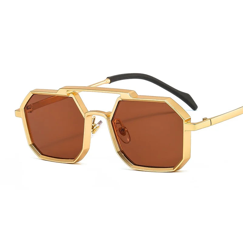 2022 New Fashion Square Hexagon Sunglasses Women Men PC Lens Alloy Metal Frame Luxury Brand Designer Quality Sun Glasses UV400