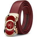 Genuine leather Chinese style men's belt, red belt, automatic buckle, personalized belt