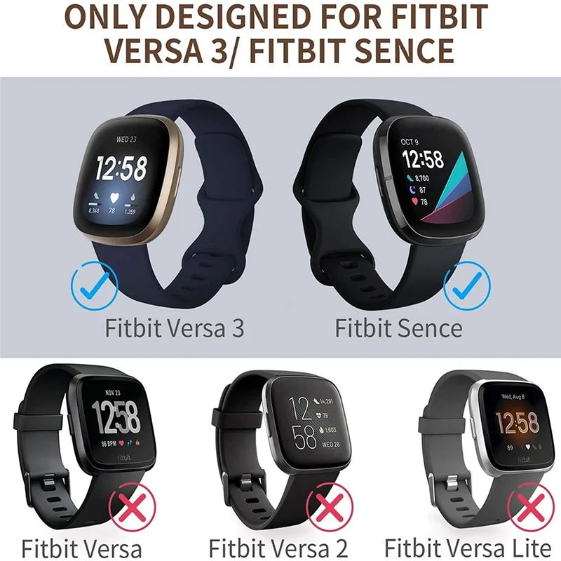 Watch Band for Fitbit Versa 3 Strap Silicone Wristband Replacement for Fitbit Sense Bracelet Correa Accessories Rose Gold Silver