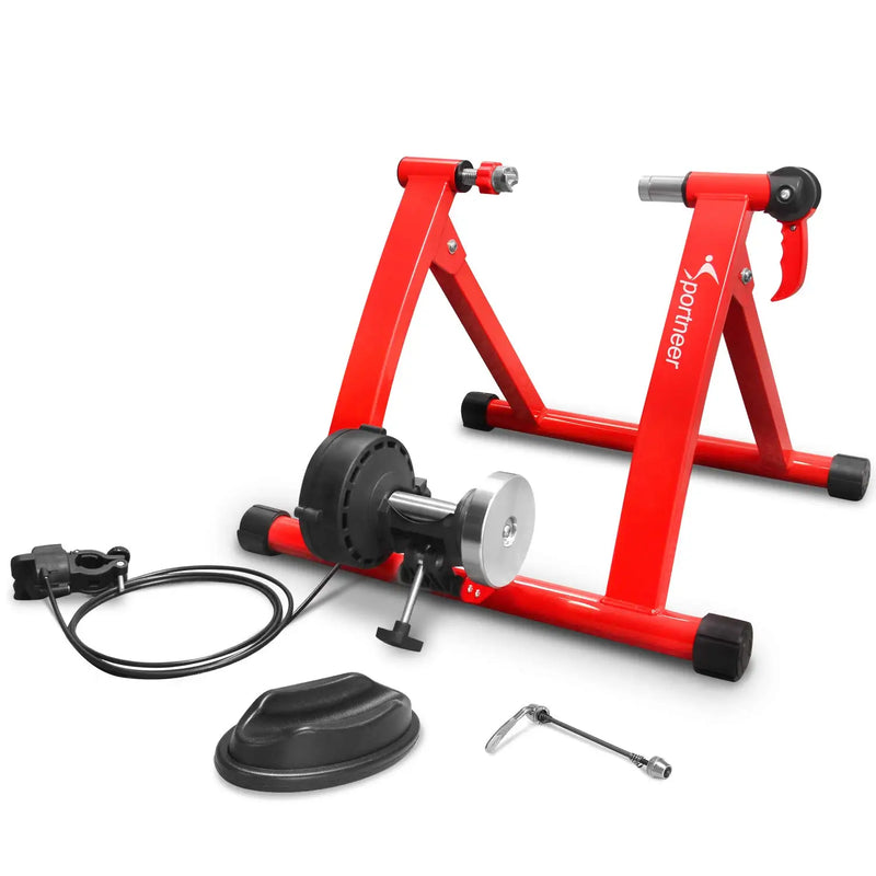 Sportneer Magnetic Stationary Bike Stand 6 Level Resistance Adjustable for Indoor Riding Bike Trainer for 26-28" & 700C Wheels