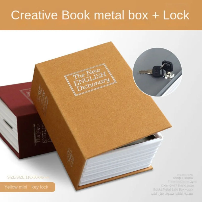 Booksafe Savings Bank Piggy Bank Lock & Key Safe Simulated Book Safe Safe Diversion Metal Box Dictionary Hollow Book