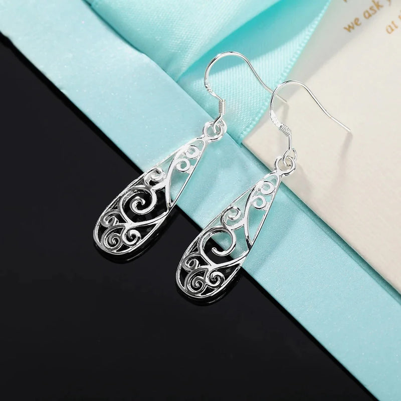 Retro Women 925 Sterling Silver Earrings Girl Wedding Party Gifts High Quality Fashion Classic Jewelry Nice