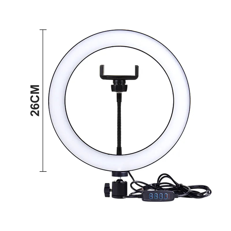 Photo Lights 26cm/10in Circle Ring Light Dimmable Luces LED Selfie USB Plug Lamp For Tiktok Video Studio Light With Tripod Stand