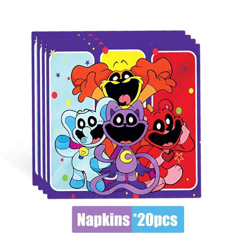 Smiling Critters Birthday Party Decoration Disposable Tableware Set Plate Balloons Banner Cake Topper Party Supplies Baby Shower