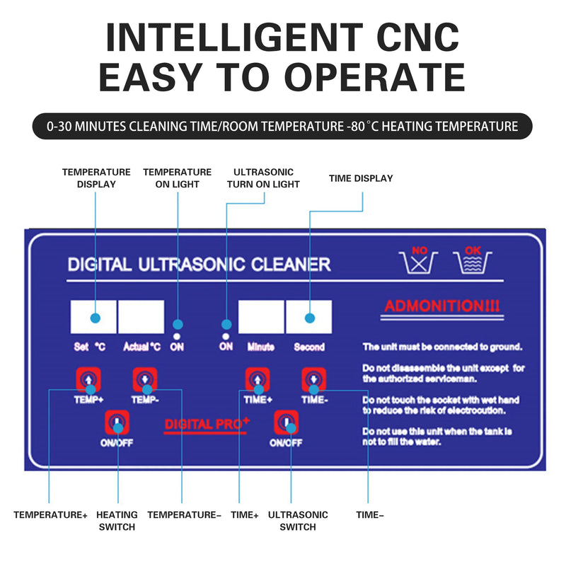 2/3/6/10L/30L Digital Heating Ultrasonic Cleaner 220V 40KHZ Stainless Steel Ultrasound Cleaning Machine Home Appliance