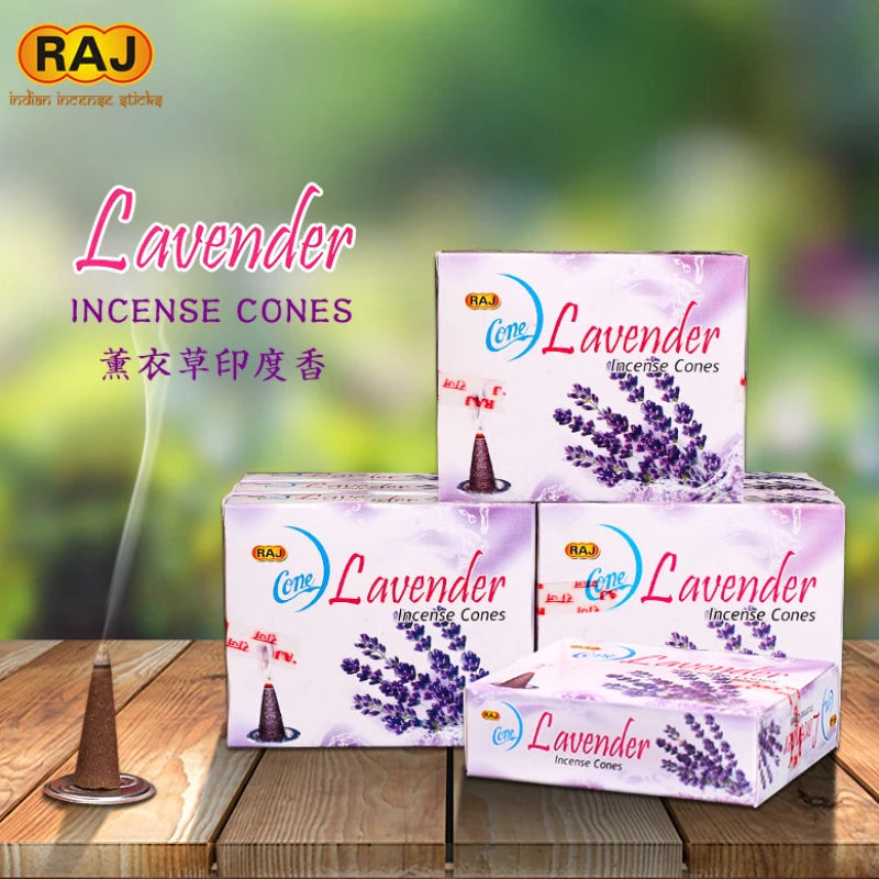 RAJ India Natural Waterfall Incense Cones Reflux Tower Incense for Burner Smoke Backflow Cone Fragrance Lavender Aromatherapy