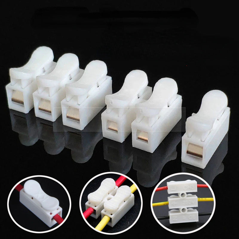 20/50Pcs No Solding Quick 1P 2P Cable Wire Connector No Screw Terminal Block Spring Clamp